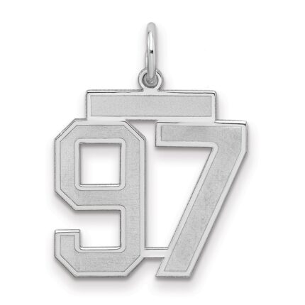Sterling Silver/Rhodium-plated Satin Number 97 Charm