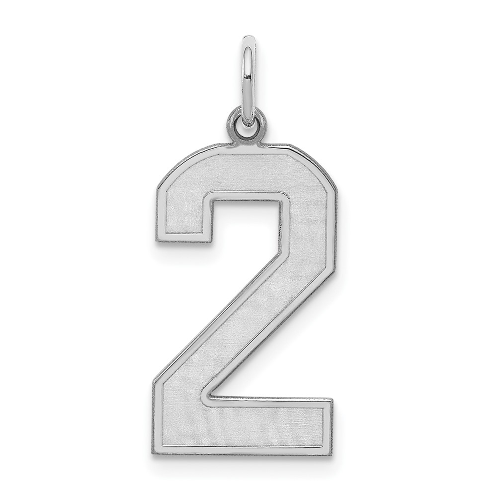 QPP02.jpg Sterling Silver/Rhodium-plated Satin Number 2 Charm - Image 1