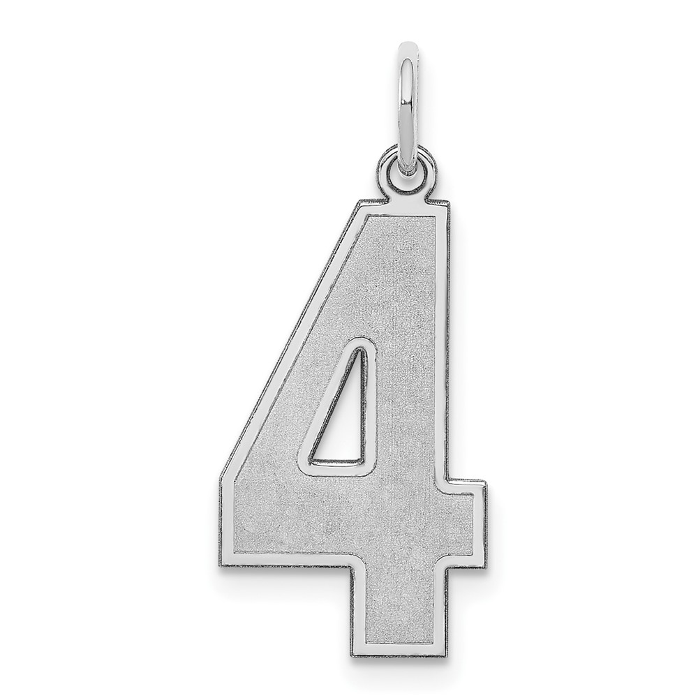 QPP04.jpg Sterling Silver/Rhodium-plated Satin Number 4 Charm - Image 1