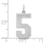 Sterling Silver/Rhodium-plated Satin Number 5 Charm - Image 3