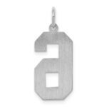 Sterling Silver/Rhodium-plated Satin Number 6 Charm - Image 4