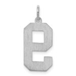 Sterling Silver/Rhodium-plated Satin Number 9 Charm - Image 4