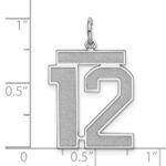 Sterling Silver/Rhodium-plated Satin Number 12 Charm - Image 3