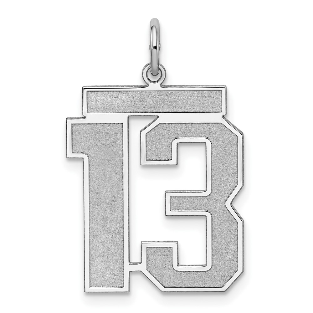 QPP13.jpg Sterling Silver/Rhodium-plated Satin Number 13 Charm - Image 1