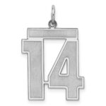 Sterling Silver/Rhodium-plated Satin Number 14 Charm