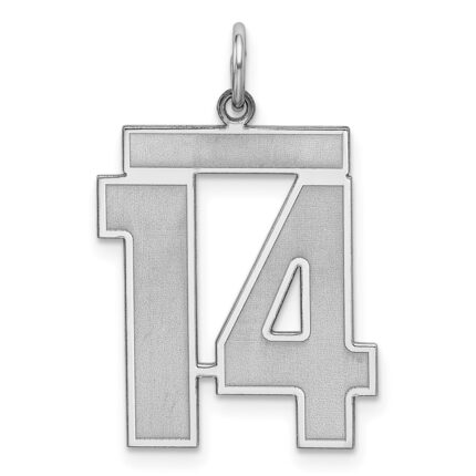 Sterling Silver/Rhodium-plated Satin Number 14 Charm
