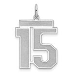 Sterling Silver/Rhodium-plated Satin Number 15 Charm