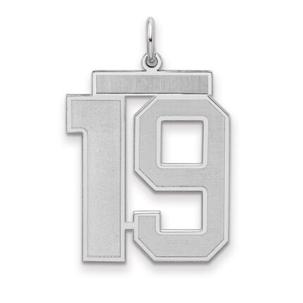 Sterling Silver/Rhodium-plated Satin Number 19 Charm