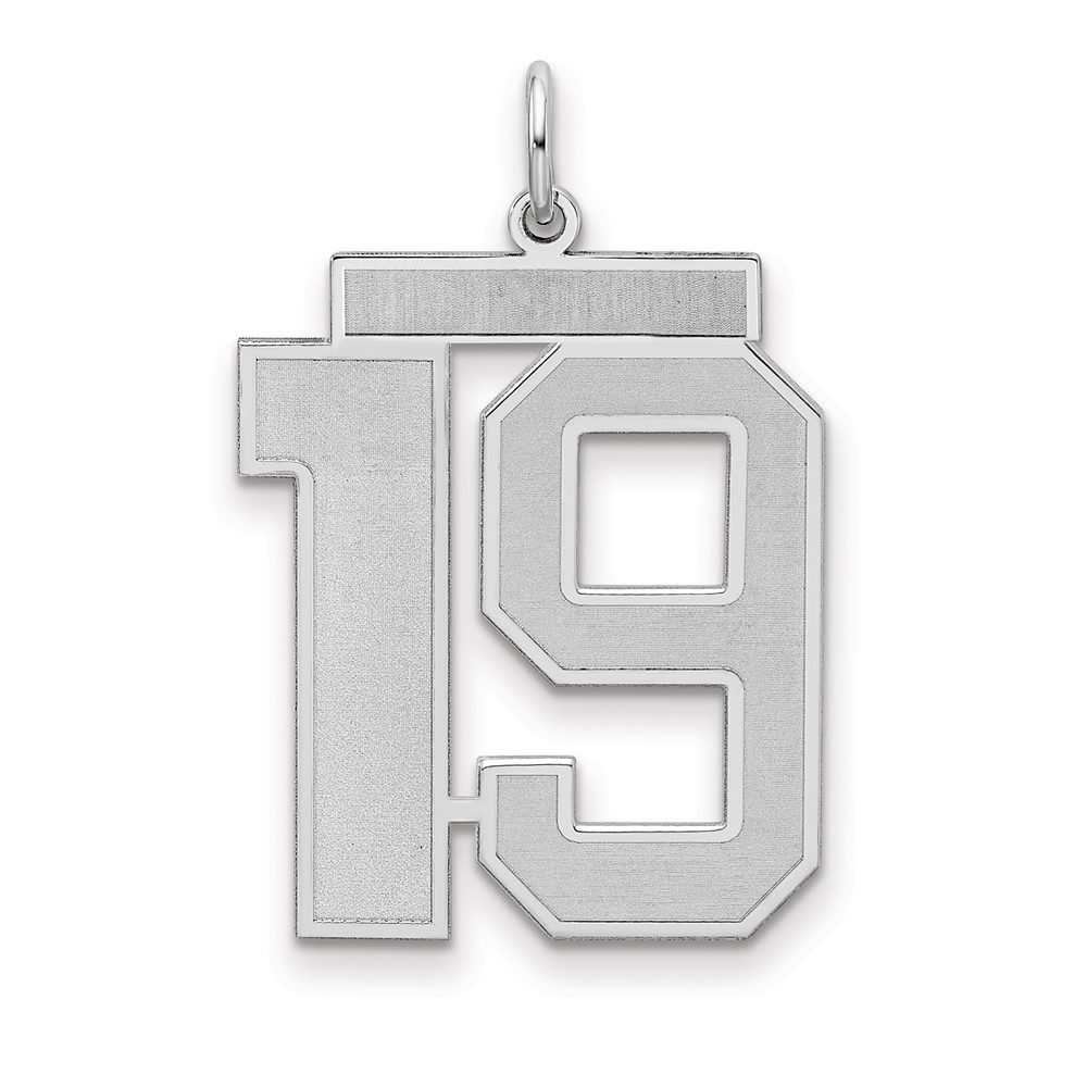 QPP19.jpg Sterling Silver/Rhodium-plated Satin Number 19 Charm - Image 1