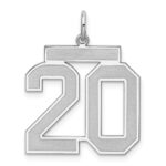 Sterling Silver/Rhodium-plated Satin Number 20 Charm