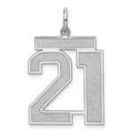 Sterling Silver/Rhodium-plated Satin Number 21 Charm