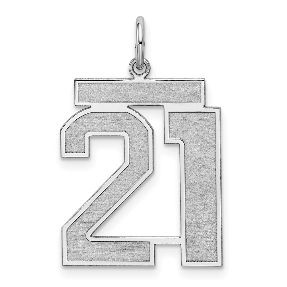 QPP21.jpg Sterling Silver/Rhodium-plated Satin Number 21 Charm - Image 1