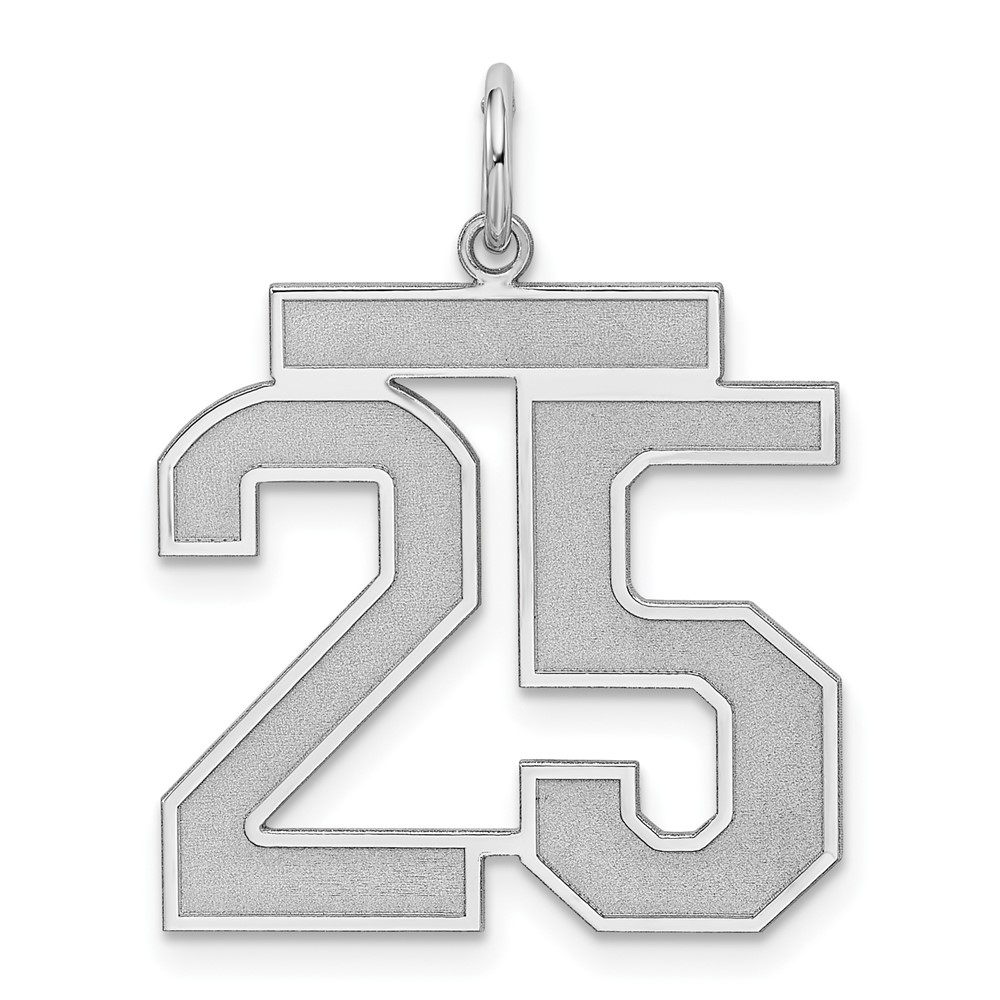 QPP25.jpg Sterling Silver/Rhodium-plated Satin Number 25 Charm - Image 1