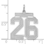 Sterling Silver/Rhodium-plated Satin Number 26 Charm - Image 3