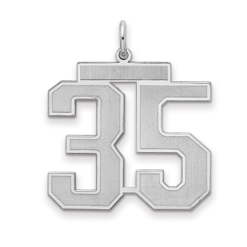 QPP35.jpg Sterling Silver/Rhodium-plated Satin Number 35 Charm - Image 1