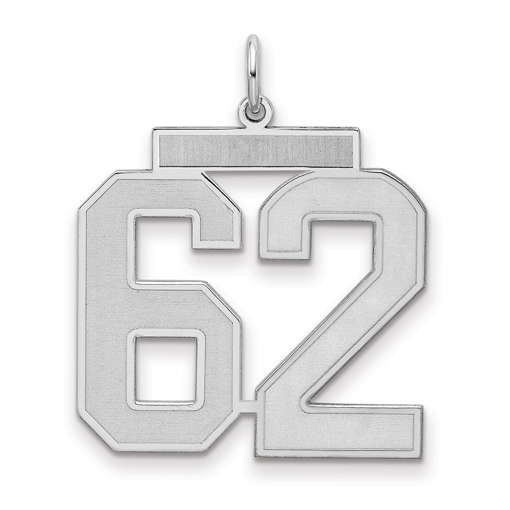 QPP62.jpg Sterling Silver/Rhodium-plated Satin Number 62 Charm - Image 1