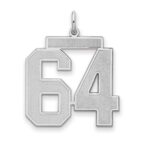 Sterling Silver/Rhodium-plated Satin Number 64 Charm