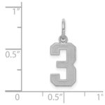 Sterling Silver/Rhodium-plated Satin Number 3 Charm - Image 3