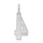 Sterling Silver/Rhodium-plated Satin Number 4 Charm - Image 4