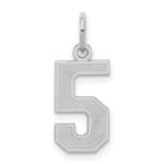 Sterling Silver/Rhodium-plated Satin Number 5 Charm