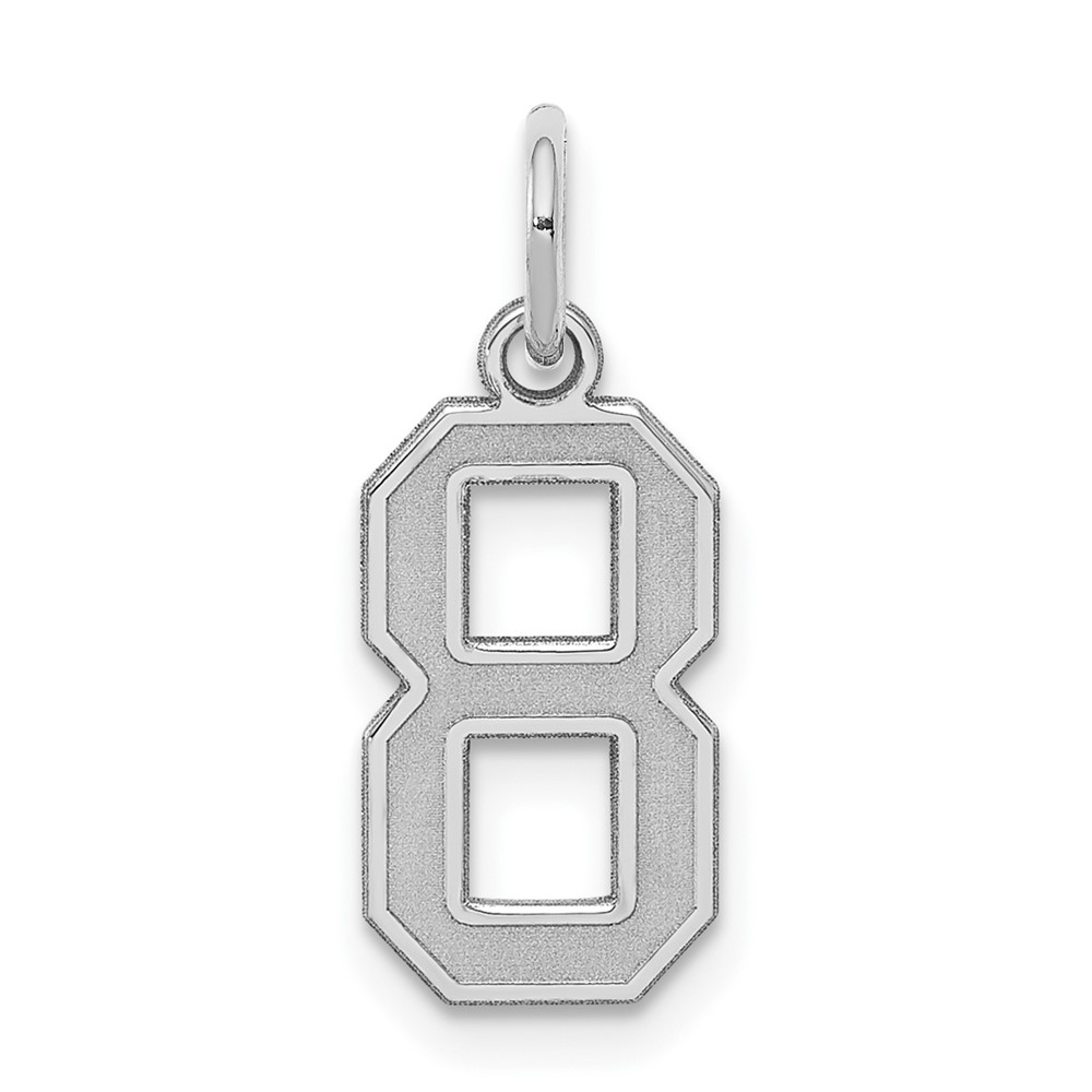 QPS08.jpg Sterling Silver/Rhodium-plated Satin Number 8 Charm - Image 1