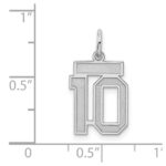 Sterling Silver/Rhodium-plated Satin Number 10 Charm - Image 3