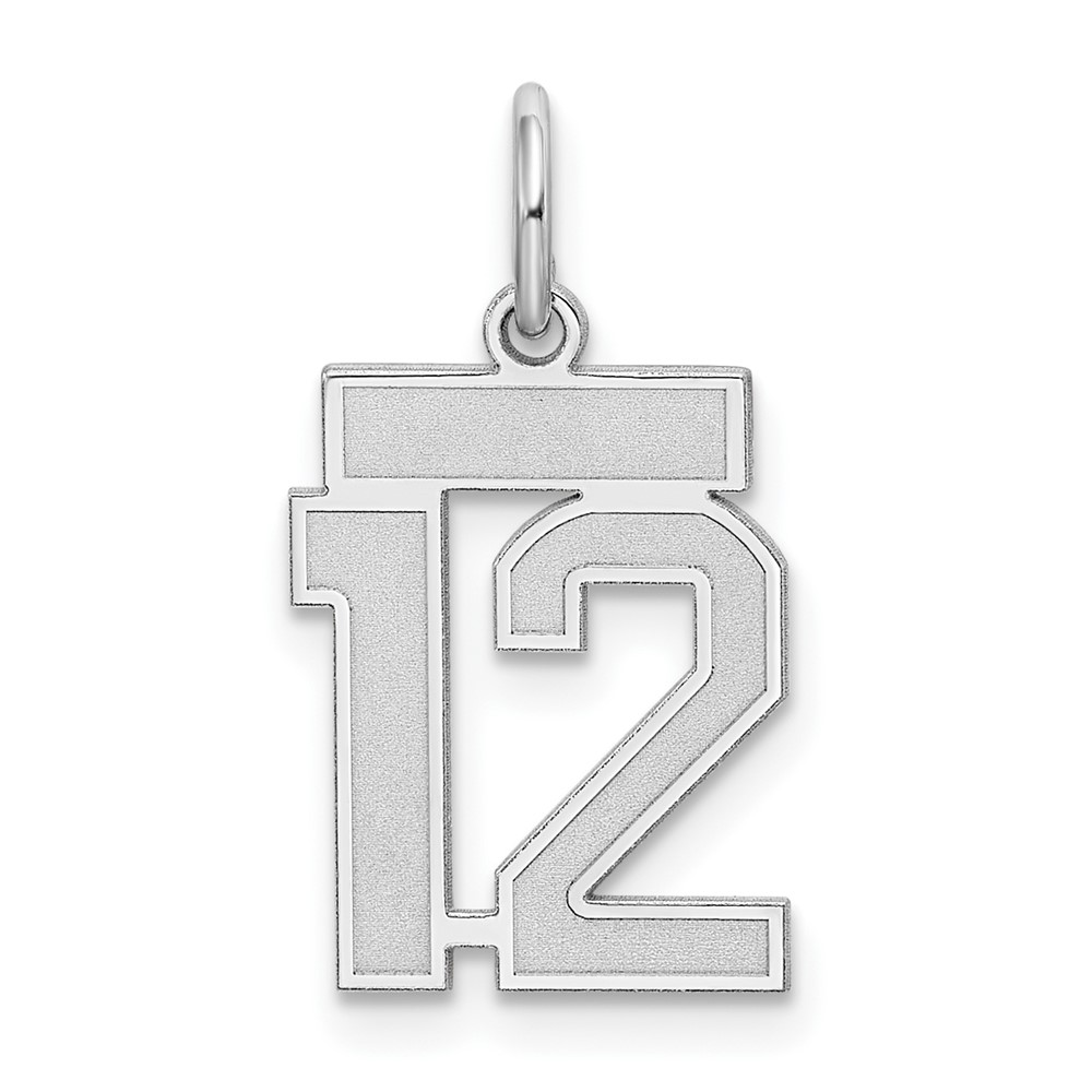 QPS12.jpg Sterling Silver/Rhodium-plated Satin Number 12 Charm - Image 1