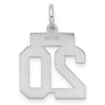 Sterling Silver/Rhodium-plated Satin Number 20 Charm - Image 4