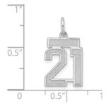 Sterling Silver/Rhodium-plated Satin Number 21 Charm - Image 3