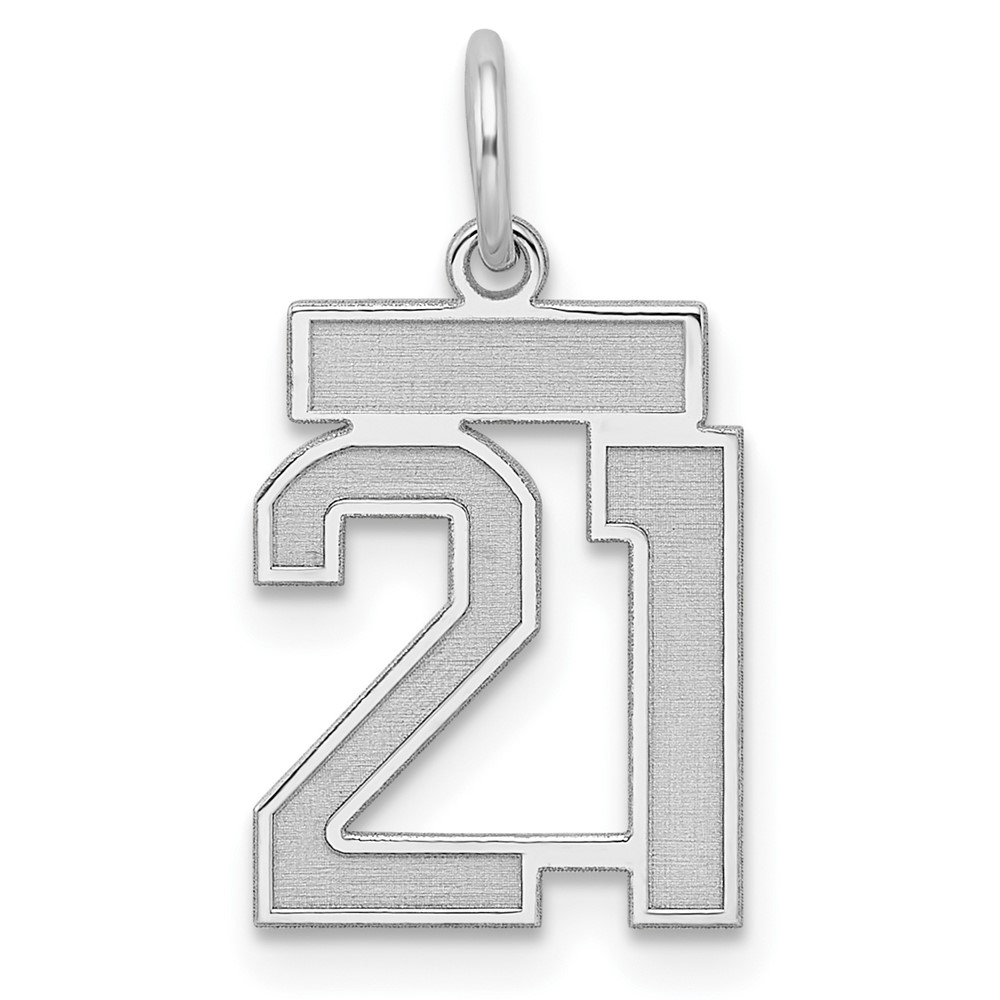 QPS21.jpg Sterling Silver/Rhodium-plated Satin Number 21 Charm - Image 1