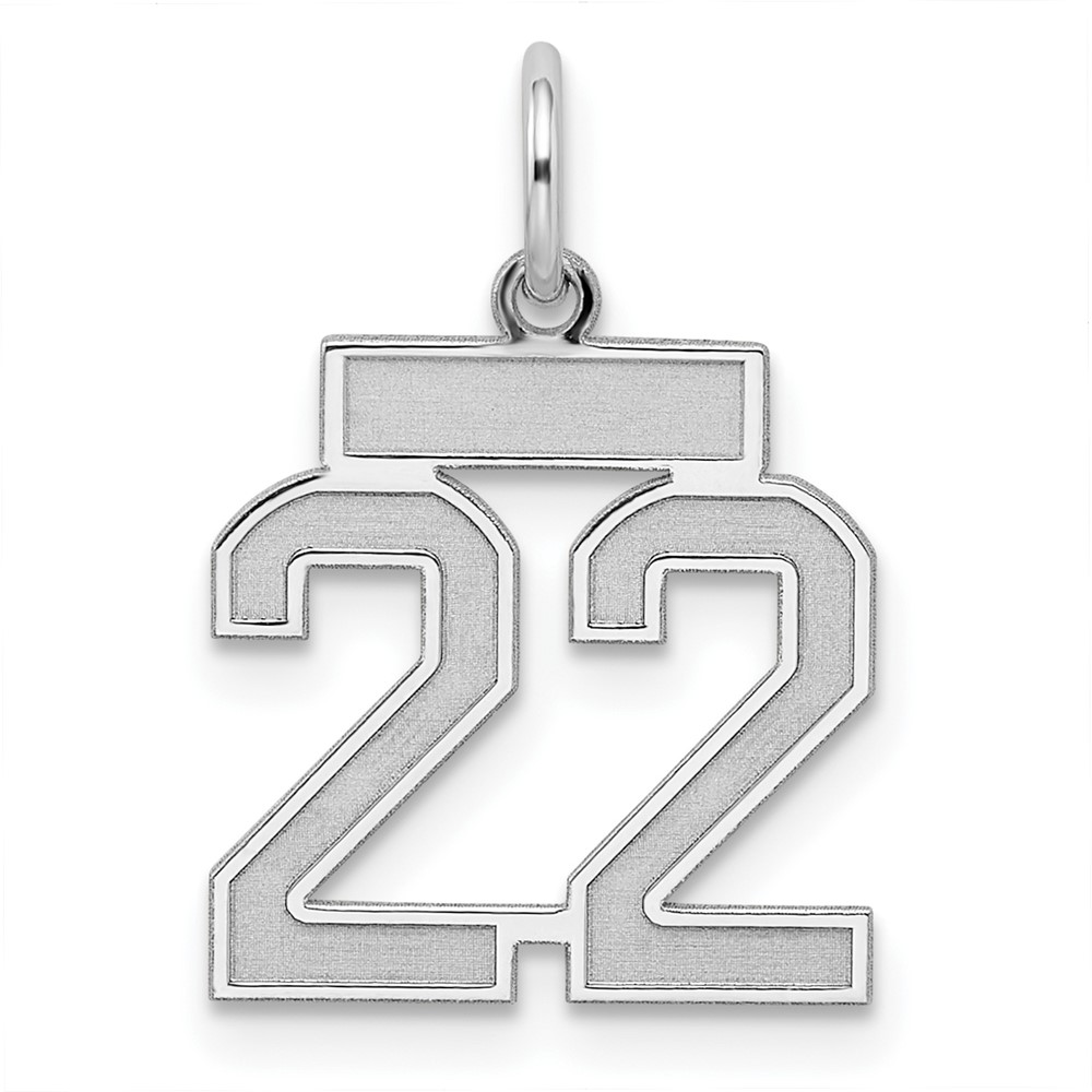 QPS22.jpg Sterling Silver/Rhodium-plated Satin Number 22 Charm - Image 1