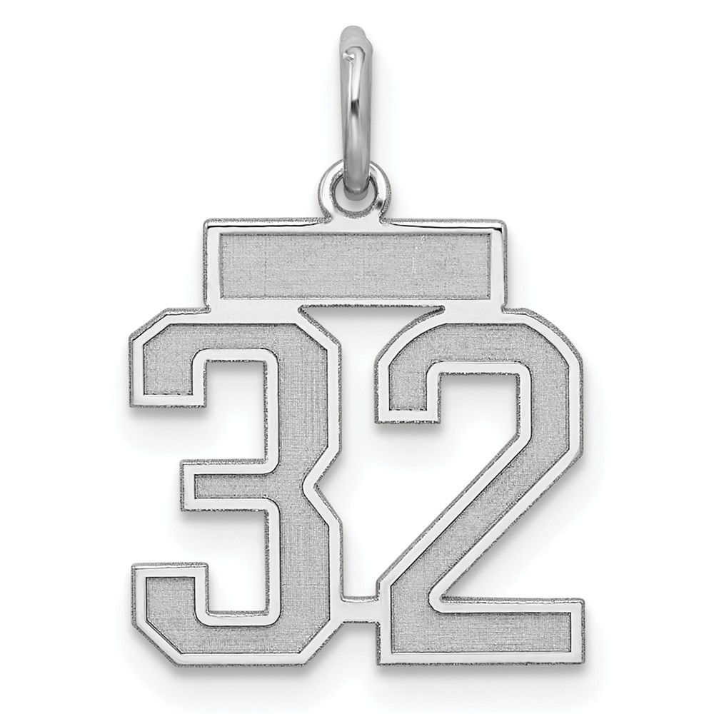 QPS32.jpg Sterling Silver/Rhodium-plated Satin Number 32 Charm - Image 1