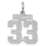 Sterling Silver/Rhodium-plated Satin Number 33 Charm