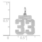 Sterling Silver/Rhodium-plated Satin Number 33 Charm - Image 3
