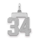 Sterling Silver/Rhodium-plated Satin Number 34 Charm