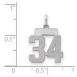 Sterling Silver/Rhodium-plated Satin Number 34 Charm - Image 2