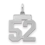 Sterling Silver/Rhodium-plated Satin Number 52 Charm