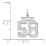 Sterling Silver/Rhodium-plated Satin Number 58 Charm - Image 3