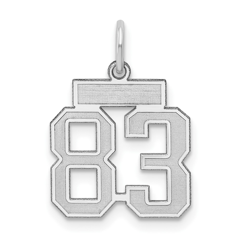 QPS83.jpg Sterling Silver/Rhodium-plated Satin Number 83 Charm - Image 1