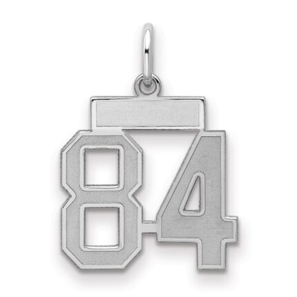 Sterling Silver/Rhodium-plated Satin Number 84 Charm