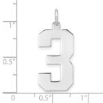 Sterling Silver/Rhodium-plated Polished Number 3 Charm - Image 4