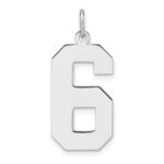 Sterling Silver/Rhodium-plated Polished Number 6 Charm