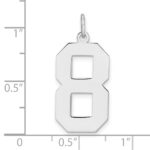 Sterling Silver/Rhodium-plated Polished Number 8 Charm - Image 4
