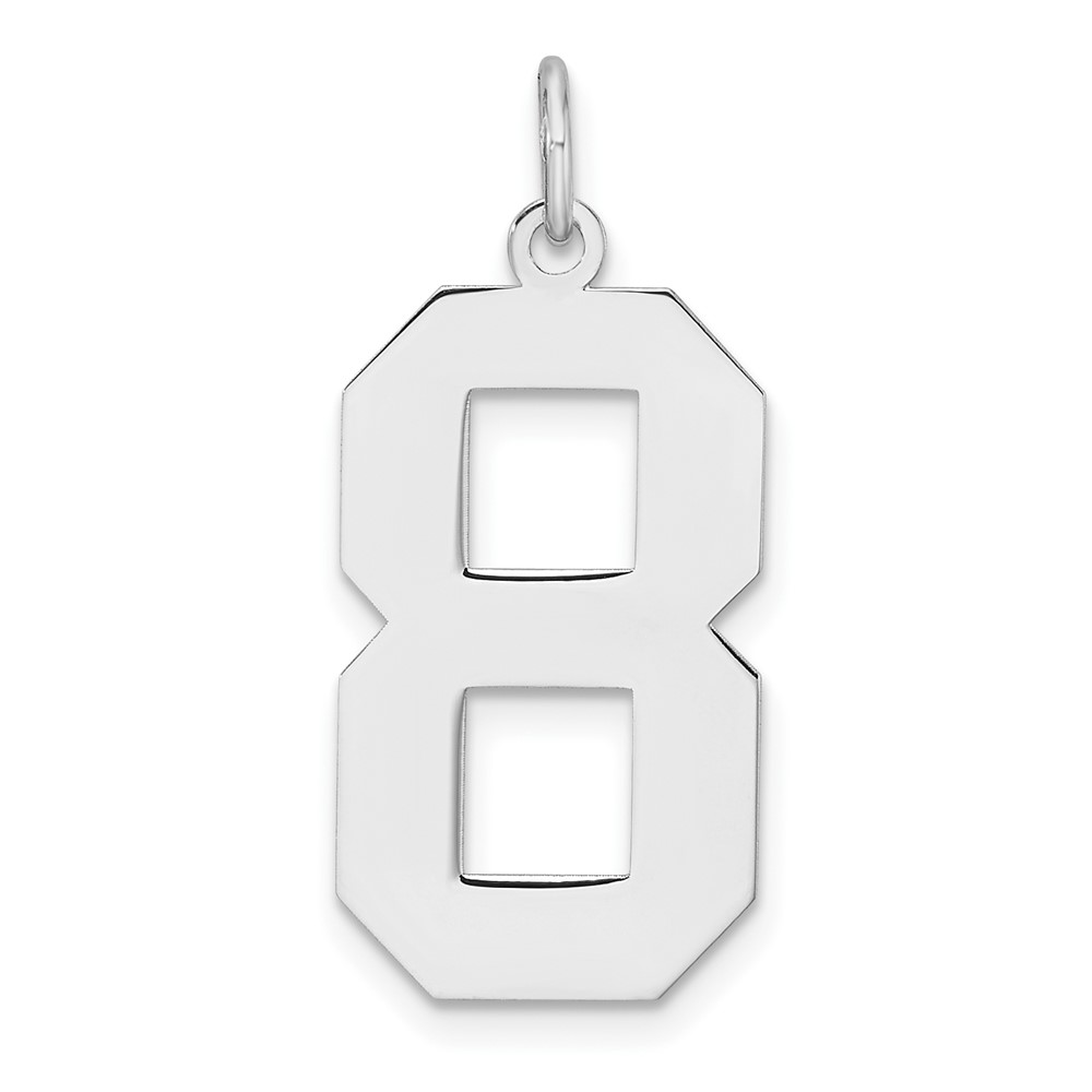 QPXL08.jpg Sterling Silver/Rhodium-plated Polished Number 8 Charm - Image 1