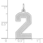 Sterling Silver/Rhodium-plated Satin Number 2 Charm - Image 4