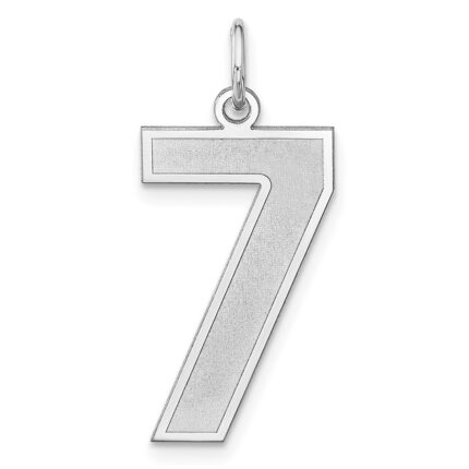Sterling Silver/Rhodium-plated Satin Number 7 Charm