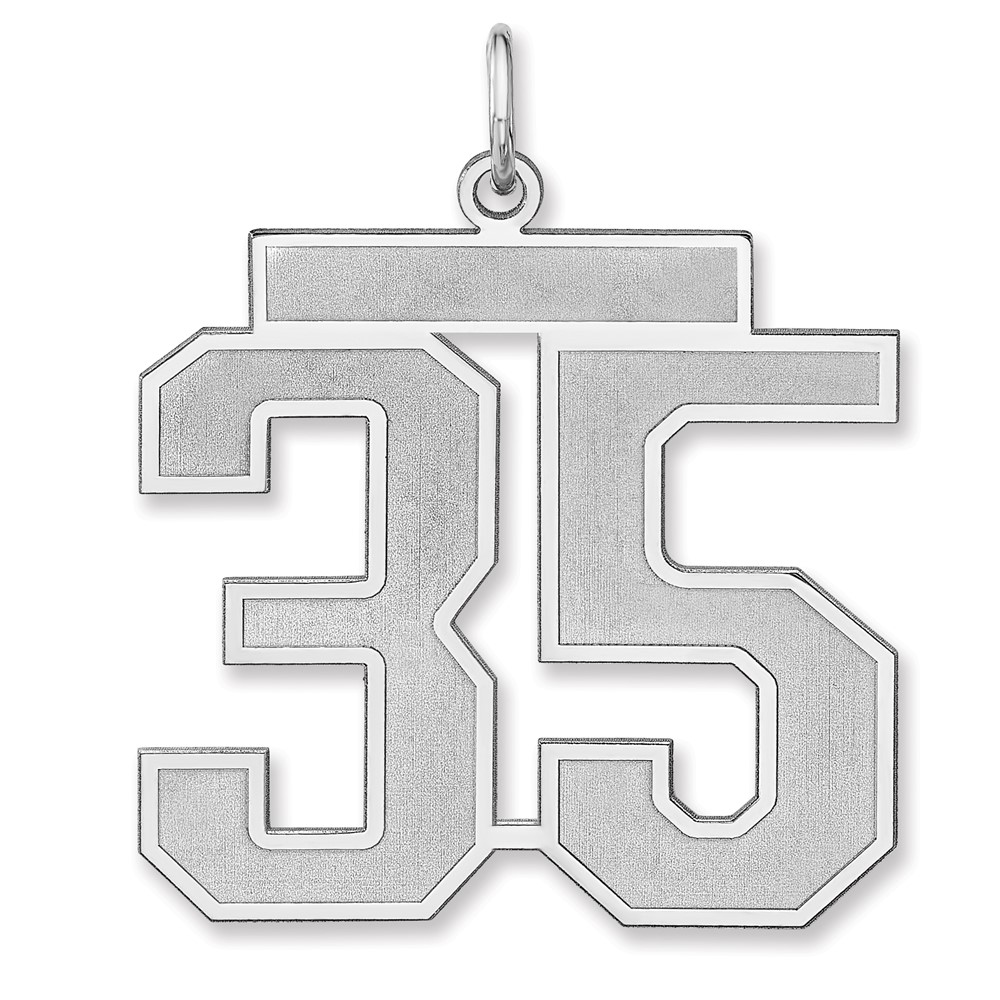 QPXP35.jpg Sterling Silver/Rhodium-plated Satin Number 35 Charm - Image 1