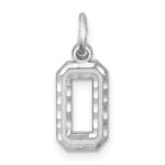 Sterling Silver Rhodium-plated Diamond-cut #0 Charm