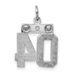 Sterling Silver Rhodium-plated Small Diamond-cut #04 Charm - Image 4