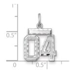 Sterling Silver Rhodium-plated Small Diamond-cut #04 Charm - Image 3